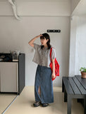 Delg Summer Slit Denim Long Skirt