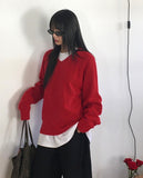 Kinshu cozy Abang fit V-neck nit