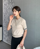 Sade Color Matching Short Sleeve Knit