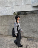 Head Black Blue Pintuck Wide Denim Pants