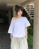 Witty Off-shoulder Short-sleeve Sweatshirt