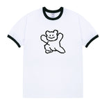 Big Line Bear Smile Ringer Short Sleeve Tee