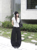 Gran Pocket Cut Line Wide Long Cotton Pants
