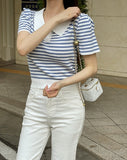 Romans Collar Color Matching Stripe Knit