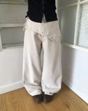 Maon Eyelet Scarf Layered Cotton Pants