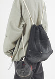 Denim rope string gymsack backpack