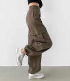 Two-way brushed pintuck long wide jogger high quality pants