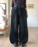 Kiny Adjust Pintuck Denim Pants