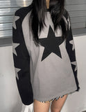 Applique star patch raglan long sleeves