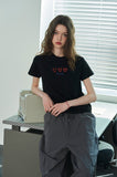 Caroline Chain Embroidered Crop Short Sleeve Tee