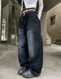 Likee semi-balloon washed denim pants