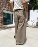 Bifu Embroidery Adjust Balloon Fit Wide Cotton Long Pants