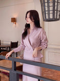 Lumie Collar Pintuck Shirring Wrap Blouse