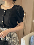 Livel Heart Neck Puff Blouse