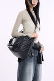 Trunk leather 2-way shoulder and cross bag