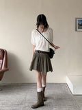 Rickle Vintage Flower Punching Puff Short Sleeve Blouse