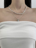 Shilling layered heart necklace