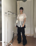 [2 sets!] Molene see-through bustier bra top set short-sleeved shirt