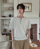Icy Henley Neck Short Sleeve Knit