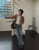 Scale panel wide denim pants