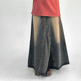 Aki Damage Washing Denim Long Skirt
