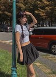 Media lettering cropped short-sleeved