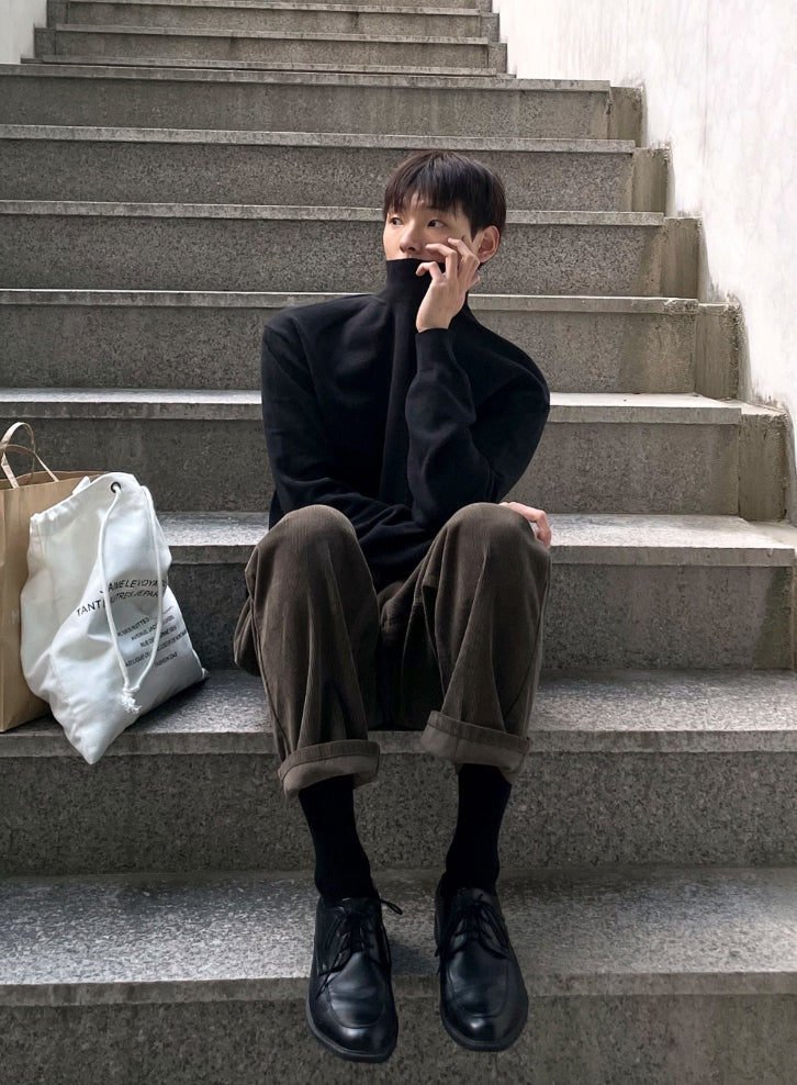 【COSYHARU】Khaki Brown Corduroy Semi-Wide Pants COSYHARU (コシハル) - カーキブラウンコーデュロイセミワイド