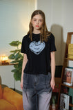 Rough Heart Crop Short Sleeve Tee