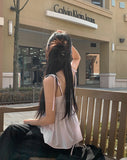 Summer Corset Shirring Sleeveless Ribbon Blouse