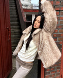 Sevin Collar Two-Tone Fur Jacket