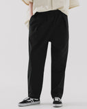 Deep tuck loose fit tapered banding pants
