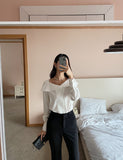 Verna Half Off Shoulder Big Collar Blouse