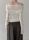 Bellin See-through Off-Shoulder Cardigan