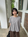Hub Diagonal Frill Short Sleeve Blouse