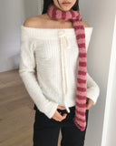 Siul Vintage Angora Striped Scarf Muffler