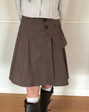 Lou Pocket Unbalanced Wrap Pleats Midi Skirt