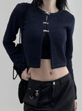 Two-handed buckle cropped cardigan