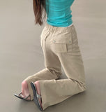 Unique Back Pocket Fluffy Span Cooling Bootcut Pants