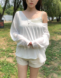 Reason See-through Deep V-Neck Long Sleeve