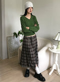 V-NECK CABLE CROP KNIT