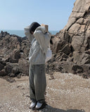 Greek Washing Denim Wide Pants