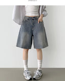 Loose Bermuda Thigh Cover Cooling Half Length Denim Shorts
