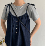 Leton Denim Sleeveless Blouse