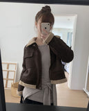 Renee Crop Wool Big Pocket Mustang Jacket