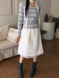 Tutu Stripe U Neck Slim Hood Long Sleeve T-Shirt