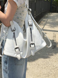 Terran Zipper Two Way Leather Big Shoulder Bag