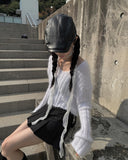 Otsu Angora Ribbed Cropped V-Neck Knit