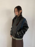 Cavit Cut Two-Way Washing Leather Jacket