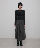 Asymmetrical Draped Long Sleeve