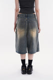 Starry night cut-out bermuda denim pants